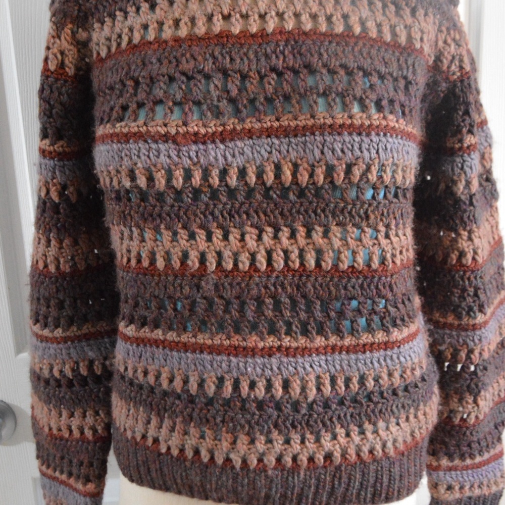 Hand Knitted Brown Loose Weave Sweater